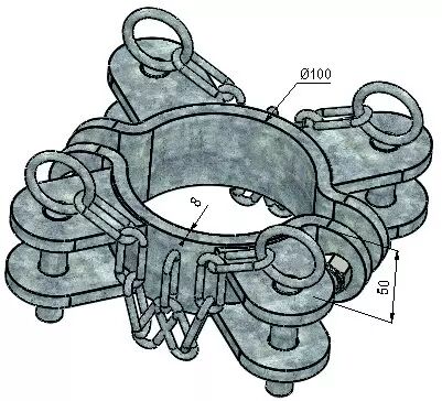 Kit brides triple pour poteau rond ø102