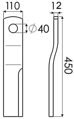 Lame de gyrobroyeur 450x110x12 mm vrillée gauche adaptable Desvoys 428