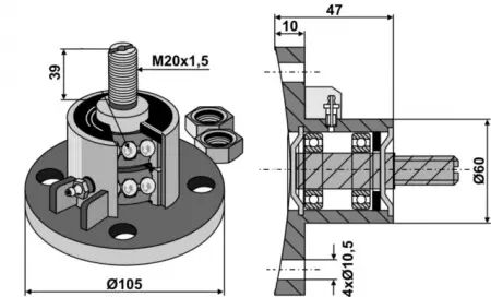 Moyeu de disque indépendant 105mm concave 4 trous 10mm