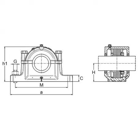 Palier a semelle fonte 2 parties snc516-613