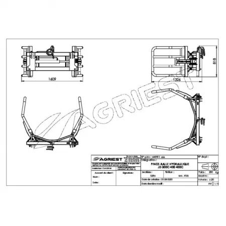 Pince balle appb-180 cf john deere 300c 400 400c