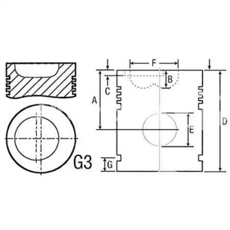 Piston avec axe d.101.06 mm adaptable Claas, Renault, Landini, Massey Ferguson