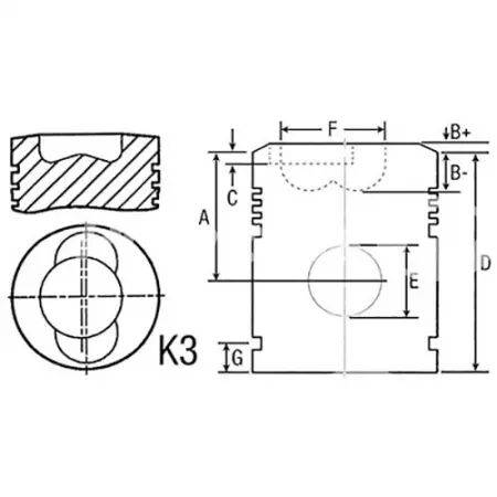 Piston avec axe d.102 mm adaptable Deutz