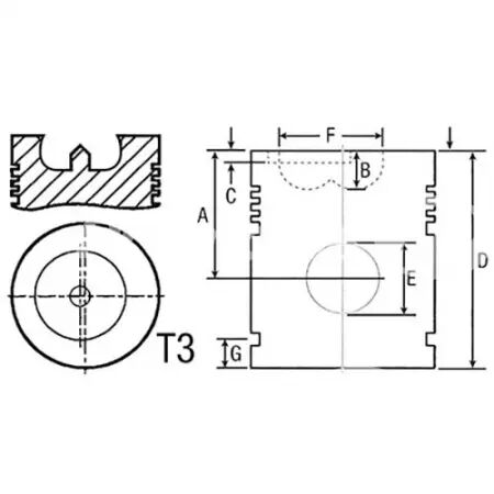 Piston avec axe d.106.50 mm adaptable Claas, Renault, John Deere