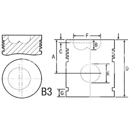 Piston avec axe d.91.35 mm adaptable Landini, Massey Ferguson, Volvo