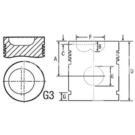 Piston avec axe d.91.49 mm adaptable Landini, Massey Ferguson