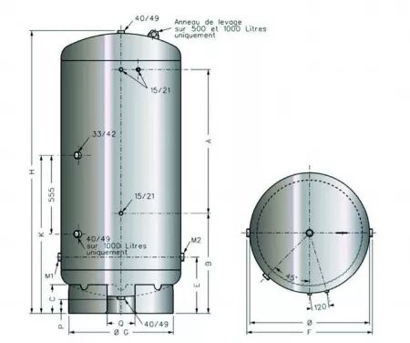 Réservoir galvanisé 1000l renson