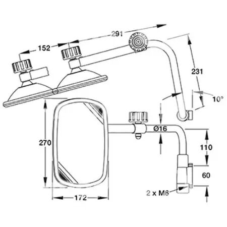 Retroviseur complet gauche adaptable Fiat, Ford, New Holland