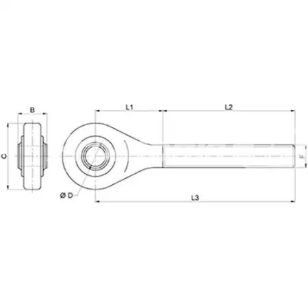 Rotule filetée cat 3 filetage gauche adaptable John Deere