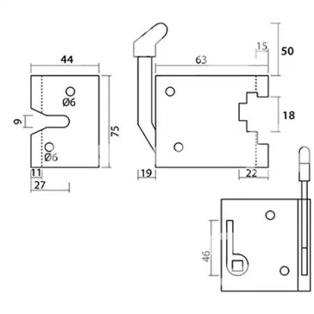 Serrure gauche adaptable Case Ih, David Brown, Deutz, Ford, JCB, Mc Cormick