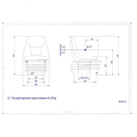 Siège pvc pneumatique étroit rm 460 210