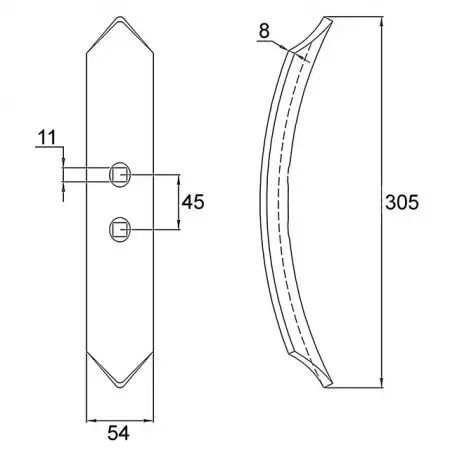 Soc réversible vibroculteur 300x53x8 mm adaptable Kockerling 504019