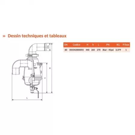 Soupape a siphon alu coudee  avec vidange giada-riv342 ø60