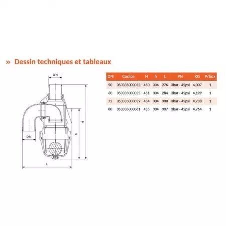 Soupape a siphon droite ocean-riv335 ø60