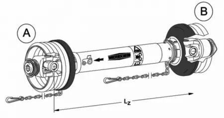 TRANSMISSION CROISILLON 32X76 LONGUEUR 1010 MACHOIRE TRACTEUR 1\ 3/8 6C  MACHINE LF K90/2 1\ 3/8 6C